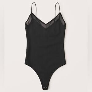Abercrombie Black Seamless Mesh Bodysuit NWT XS
